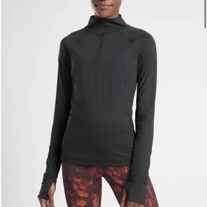 $108 New NWT ATHLETA Rainier Half Zip Running Workout Jacket XS Black #631803